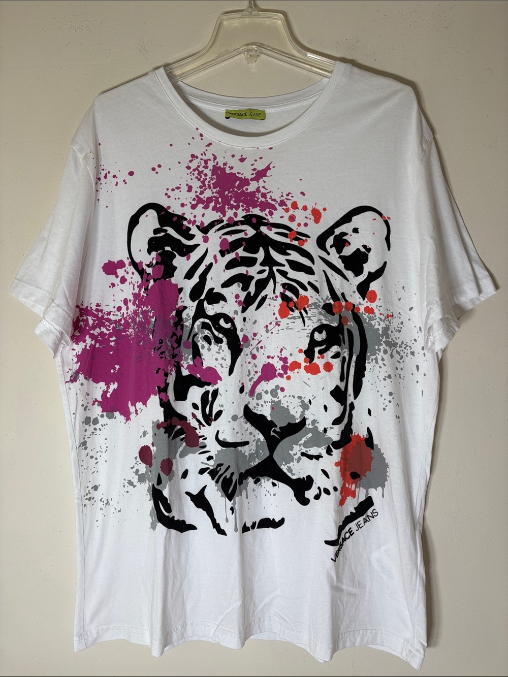 Versace Jeans Collection Tee with Black Tiger and Splatter. Men’s XXXL.